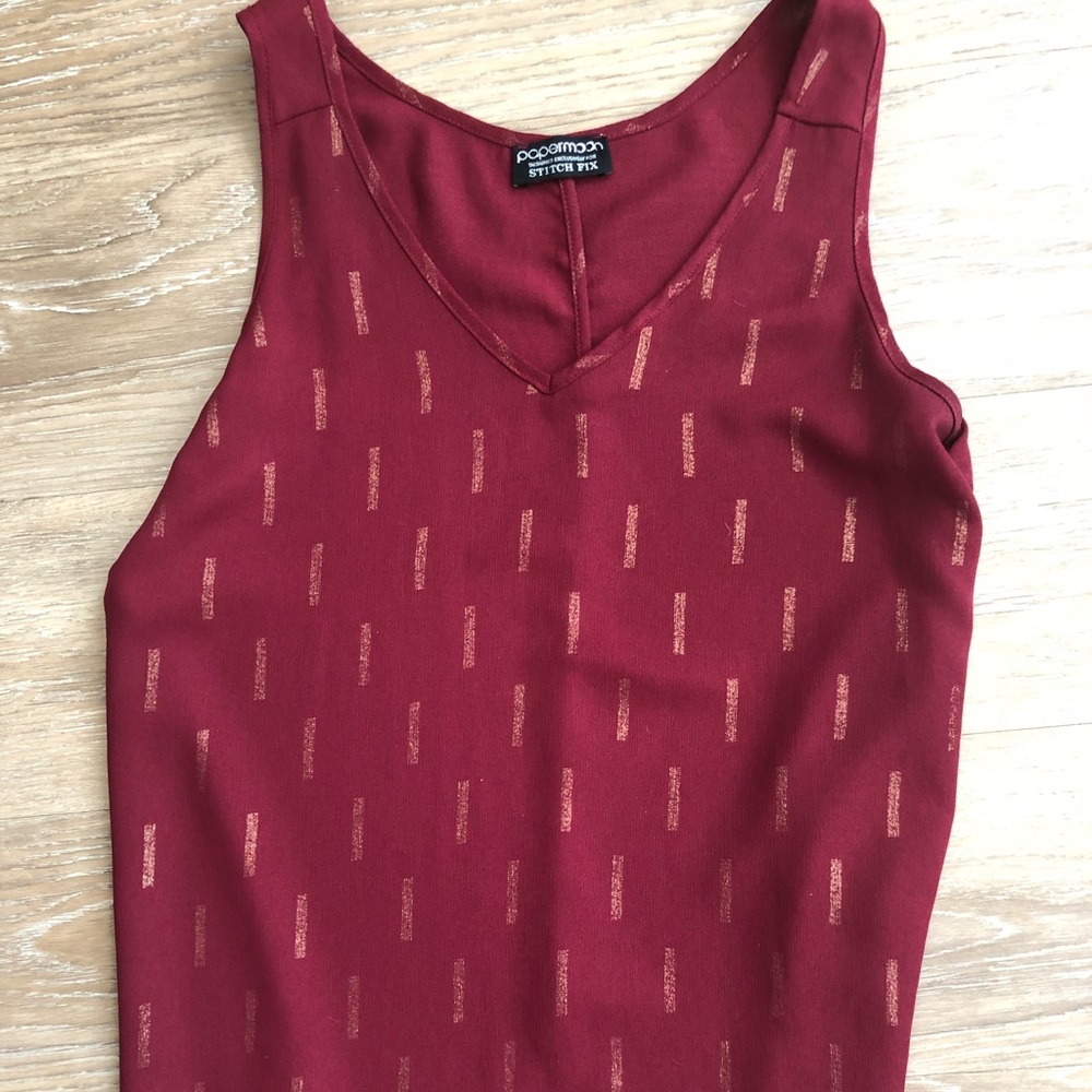 Maroon/Gold sleeveless Work blouse